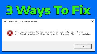 How To Fix mfdll Missing The Program Cant Start [upl. by Enahsed709]