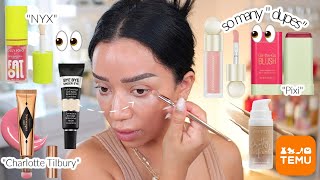 Full face of Affordable TEMU MAKEUP  Temu Makeup Dupes [upl. by Eserahc]