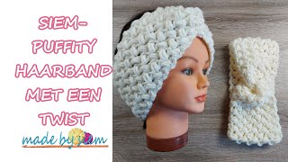 SIEMPUFFITY HAARBAND  OORWARMER MET EEN TWIST  HAKEN  TUTORIAL  NEDERLANDS [upl. by Eulaliah458]