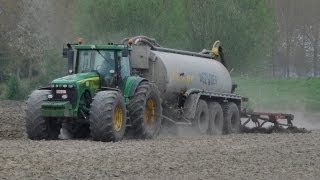 Dhooge  Drijfmest injekteren met John Deere 8520 [upl. by Anicul]