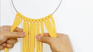 Simple Macrame Wall Hanging  Macrame Wall Hanging Simple with hoop  Macrame [upl. by Idorb]