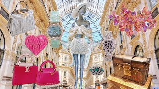 Luxury Shopping in Milan Fendi Max Mara LV Valentino SwarowskiampHaute Couture Armani Versace [upl. by Sherrod]