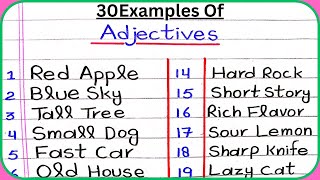 30 Examples of AdjectivesExamples of Adjectives in EnglishAdjectives in English [upl. by Bresee]