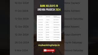 Andhra Pradesh Bank Holidays in 2024 OCT NOV DEC Shorts bankholidays [upl. by Airrotal702]