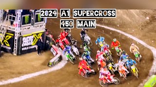 A1 2024 Supercross Watch Jettson take off 🚀 450 Main Event [upl. by Neelon]