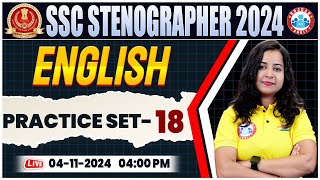 SSC Stenographer 2024  SSC Stenographer English Practice Set 18  English By Kiran Mam [upl. by Curtice]