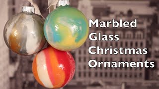 DIY Christmas Ornaments  How To Make Marbled Glass Christmas Ornaments [upl. by Rennat]