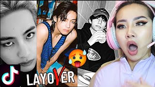 PERFECTION 😍🥵 BTS V KIM TAEHYUNG LayoVer TIKTOK EDITS  REACTION [upl. by Marne]