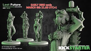 Lost Future  PinUP Presupported 3d printable stl female postapocalyptic with huge chainsaw sword [upl. by Eerual]