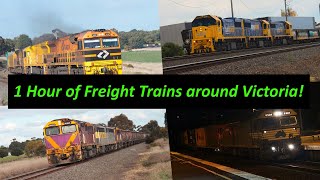 1 Hour of Freight Trains around Victoria [upl. by Wilie]