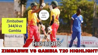 ZIMBABWE VS GAMBIA T20 MATCH HIGHLIGHTS  WORLD RECORD HIGEST TOTAL IN MEN T20 zimbabwecricket [upl. by Torre]