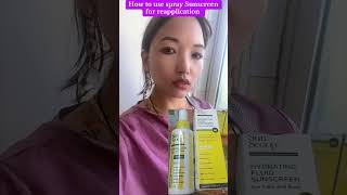 How to use spray sunscreen for reapplication jennyherejr [upl. by Annawd]