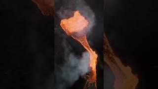 Icelandic eruption aerial view of Geldingadalir volcano lava flow [upl. by Kolva]