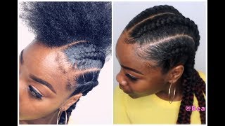 HOW TO FOUR EASY AND SIMPLE BRAIDS ON NATURAL STRETCHED HAIR NO HEAT TRENDING STYLE [upl. by Rosinski]