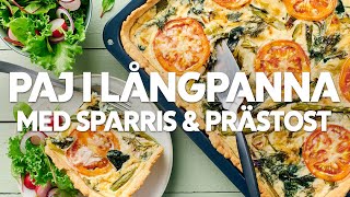 Paj i långpanna med sparris och prästost [upl. by Quartis]