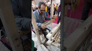 Weaving of woolen fabric in the traditional way Tehran Handicrafts Exhibition Iran [upl. by Lyontine]