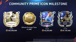 CLAIMING PRIME ICON GARRINCHA  98 RATED COMMUNITY TOTS  EVENT ICONS  PACK OPENING FIFA MOBILE 22 [upl. by Cirone]