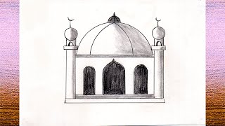 How to draw a mosque easily for beginners  Masjid Draw is easy to learn [upl. by Kimura]