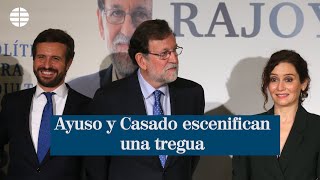 Ayuso y Casado escenifican una tregua con un posado en la presentación del libro de Rajoy [upl. by Ocicnarf477]