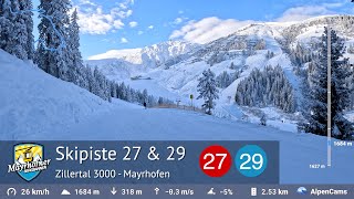 Skiing Mayrhofen ⛷️ Ski Slope 27 amp 29  Penken  Zillertal 3000  With GPS Stats [upl. by Tellford958]