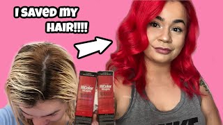 Dying my hair red with Loreal Hicolor after bleach wash fail [upl. by Brett855]