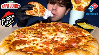 ASMR MUKBANG PIZZA HUT DOMINOS PAPA JOHNS PIZZA PARTY  WITH RANCH amp CHEESE [upl. by Snowber438]