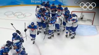 🏒 Slovakia upsets USA in Mens Ice Hockey  Highlights Beijing 2022  USA v Slovakia [upl. by Vedis835]