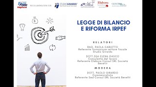 29022024 WEBINAR LEGGE DI BILANCIO E RIFORMA IRPEF [upl. by Pamela]