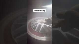 Sandblasting wheels with 3060 granite before powder coating [upl. by Christis]