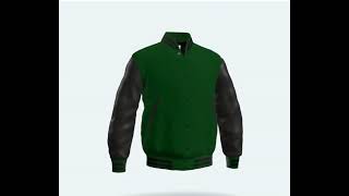 Varsity Letterman Jacket Green Wool Body Black Leather Sleeves [upl. by Nonnahsal670]