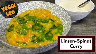 LinsenSpinat Curry mit Zitronenjoghurt  veganes Thermomix Rezept [upl. by Halda20]