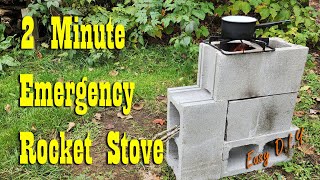 2 Minute Emergency Rocket Stove  Affordable Cinder Block Rocket Stove [upl. by Nylla]