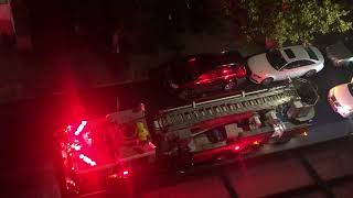 FDNY Tower Ladder 114 Leaving from a Stuck in Apartment Building Elevator [upl. by Inalej568]