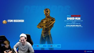 LEVEL 202 Unlocking FREE GOLD SPIDERMAN Fortnite Battlepass Skin Marvel SpiderMan Bonus Unlock [upl. by Marguerita]