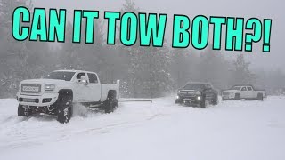 MY SEMA TRUCK RESCUING TRUCKS IN THE SNOW [upl. by Aura]