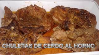 CHULETAS DE CERDO AL HORNO BAKED PORK CHOPS Chuletas puerco al horno recetasdecocina [upl. by Archibald]