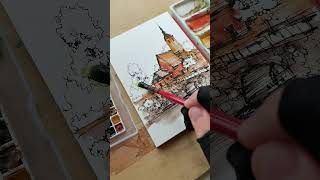 art artistpainting sketch sketch drawing landscapewatercolor mysketchbooktour [upl. by Corrinne575]