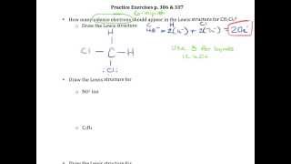 Practice Exercises p 306 307 Lewis Structures [upl. by Perron]