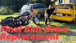 Harley FXDL vetoremmin vaihto Final Belt Drive Replacement Starter Solenoid Repair Finnish lang [upl. by Sylvester875]