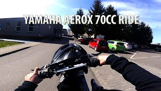 YAMAHA AEROX 70CC POWER WHEELIE RIDE [upl. by Munson164]