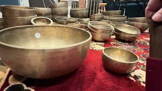 Amazing sounding pair  How did they make antique singing bowls in such different sizes [upl. by Nagyam]