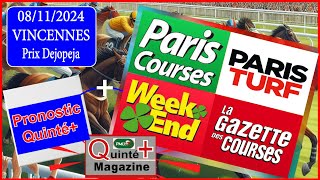 PRIX DEJOPEJA VINCENNES quinté du 08 Novembre 2024 [upl. by Aramak775]