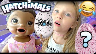 BABY ALIVE gets a PET its a HATCHIMAL The Lilly and Mommy Show The TOYTASTIC Sisters FUNNY SKIT [upl. by Vitale]