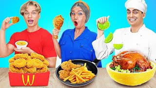 ME VS GRANDMA COOKING CHALLENGE  Funny Food amp Kitchen Hacks by 123GO CHALLENGE [upl. by Adnwahs981]