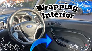 FORD FIESTA WRAPPING THE INTERIOR IN GLOSS BLACK [upl. by Ekusoyr763]