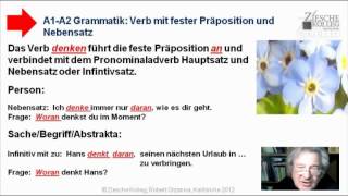 A1A2 Grammatik Verb mit fester Präposition und Nedbensatz [upl. by Benis]