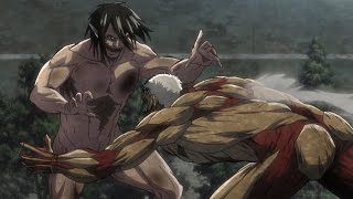 Eren Titan amp Mikasa vs Armored Titan  Attack on Titan Season 2 60fps [upl. by Eniamsaj806]