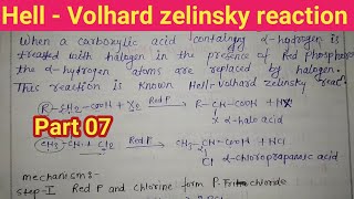 Hell Volhard zelinsky reaction  HVZ with mechanism part 07 in hindi UNILCLASSES [upl. by Odarnoc]