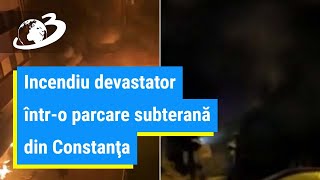 Incendiu devastator în Constanţa 35 de maşini distruse sute de locatari evacuaţi [upl. by Illom]