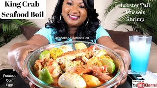 KING CRAB  LOBSTER TAIL DESHELLED SEAFOOD BOIL [upl. by Aynos578]